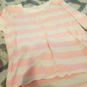 long sleeve pink and white striped shirt
